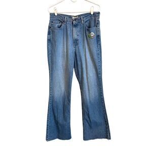 St. John's Bay Vintage Wide Leg Jeans High Waisted Embroidered Flowers 12